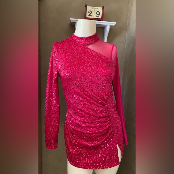Weissman Dance dress red sequin costume Me Against The Music 12192 Child LC - Picture 5 of 16